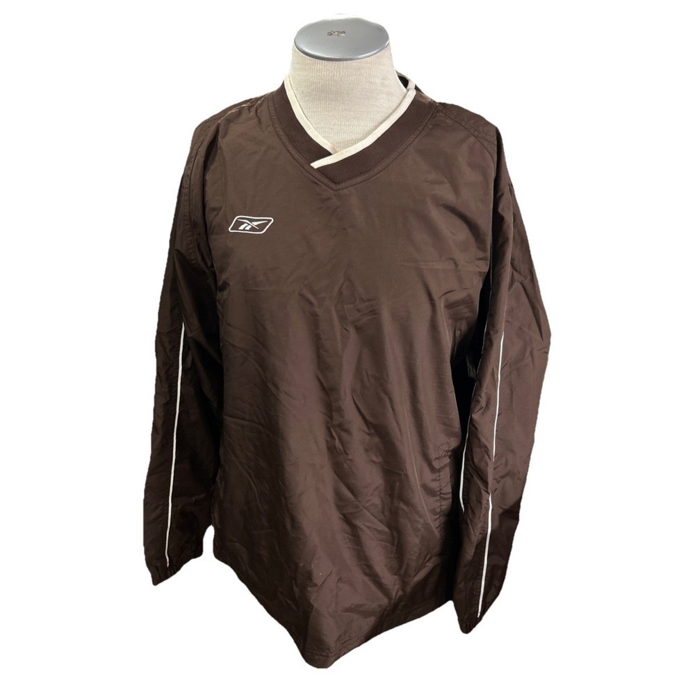 Reebok Pullover Windbreaker Jacket Large Brown Golf Hiking Basketball